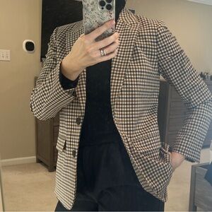 J. Crew Tan and Black Checkered Blazer